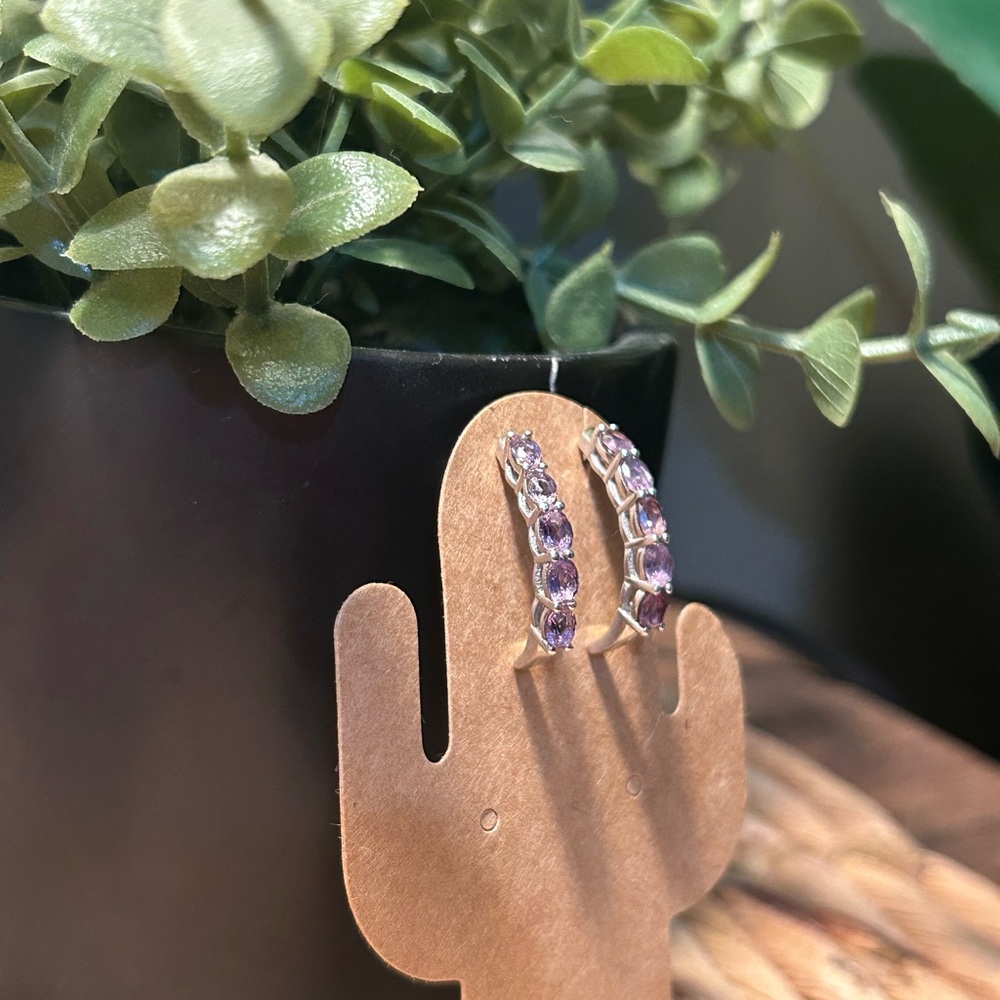 Amethyst & Silver Plated Earrings